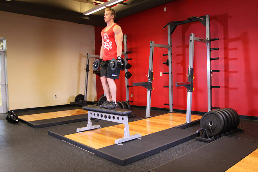 Dumbbell Step-Ups: Starting position