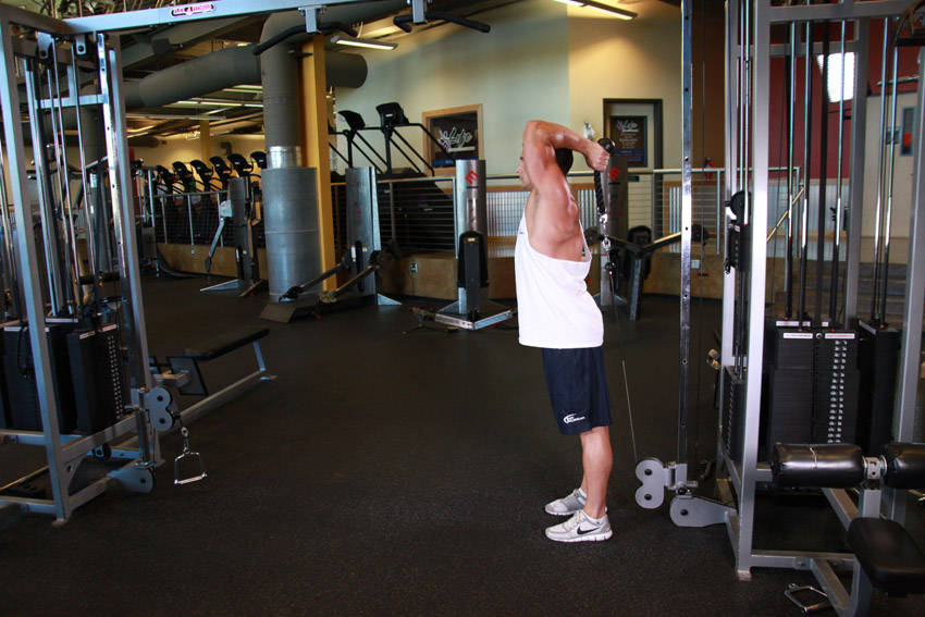 Overhead Cable Triceps Extensions: Starting position
