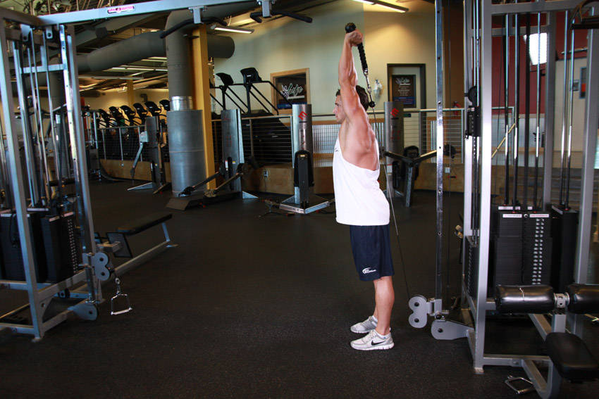 Overhead Cable Triceps Extensions: Ending position