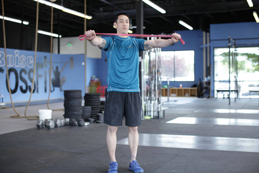 Band Pull Apart: Starting position