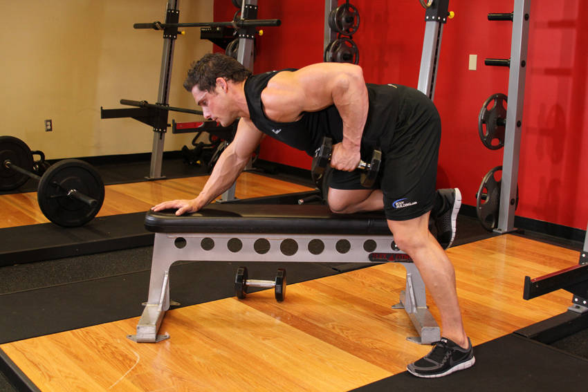 One Arm Dumbbell Row: Ending position