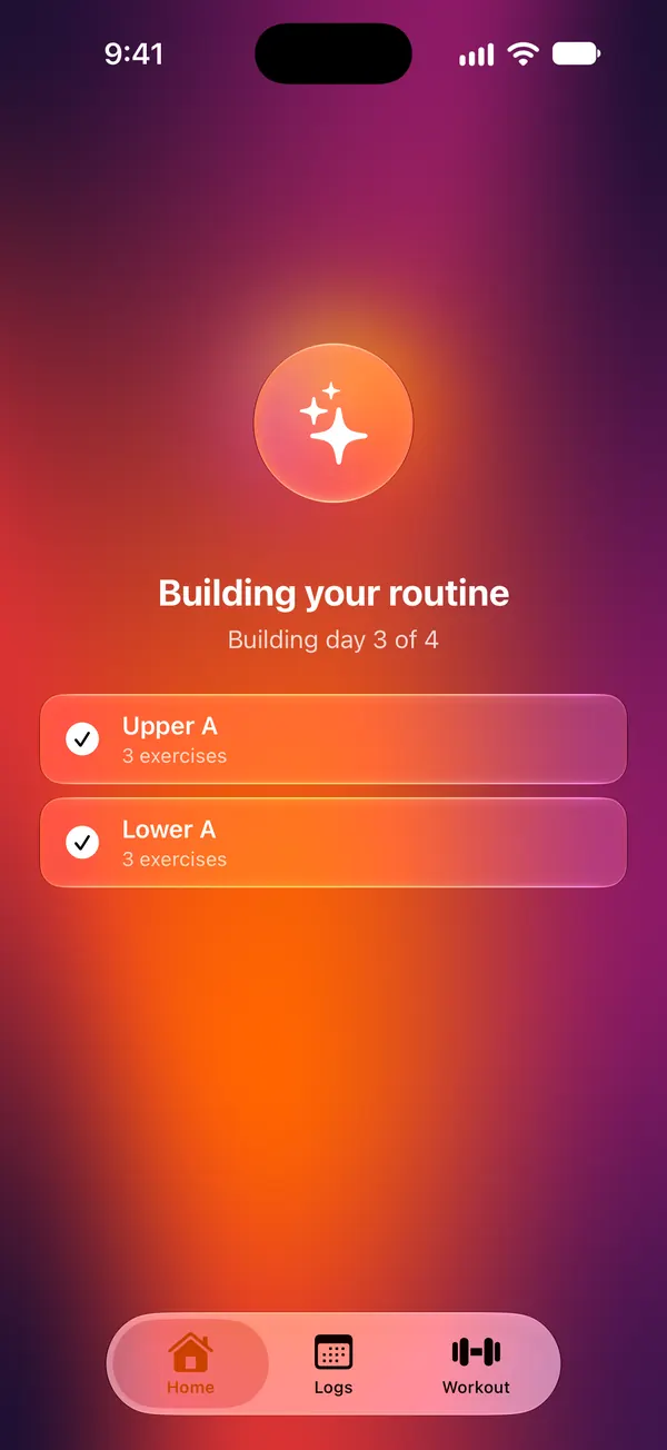 GymGod AI coach building a workout routine